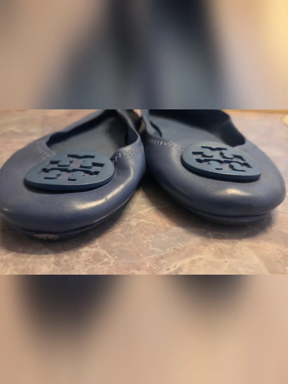 Tory Burch Navy Miller Logo Ballet Flat